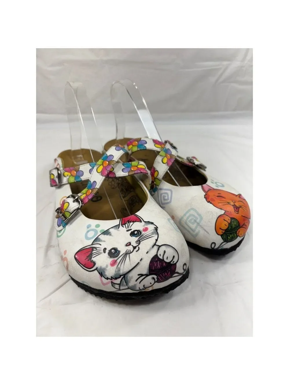 Calceo Handmade cat PATTERNED CLOGS Mules Size 9.5